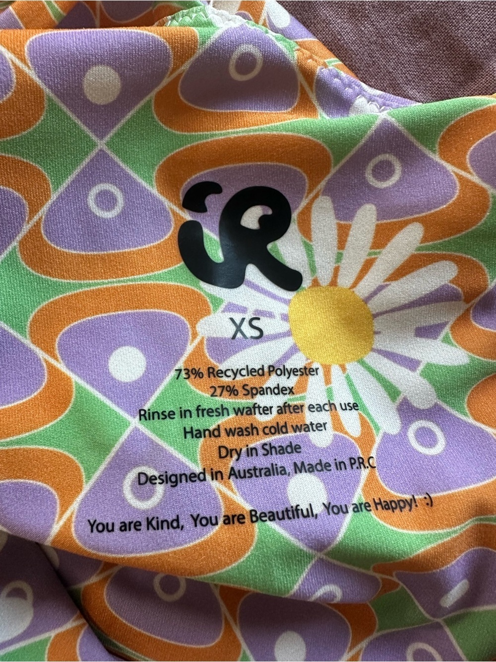 Inner Realm Retro Daisy One-Piece Swimsuit - Yellow, Lavender & Orange - Picture 6 of 6